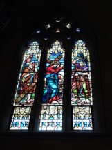 The Gothic style windows in Sacred Heart were made by E. R Smidt Studios of Lowell, MA. The middle window on the bottom bears my ancestor's name.