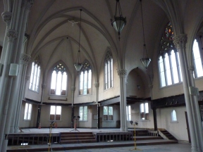 Sacred Heart Church, minus the stained glass, as it appeared during the Upstairs Downtown tour of 2016.